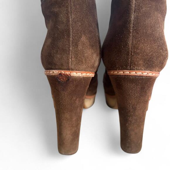 90's y2k vintage authentic Prada Brown Suede Knee high boots size 7.5 us - Picture 4 of 8